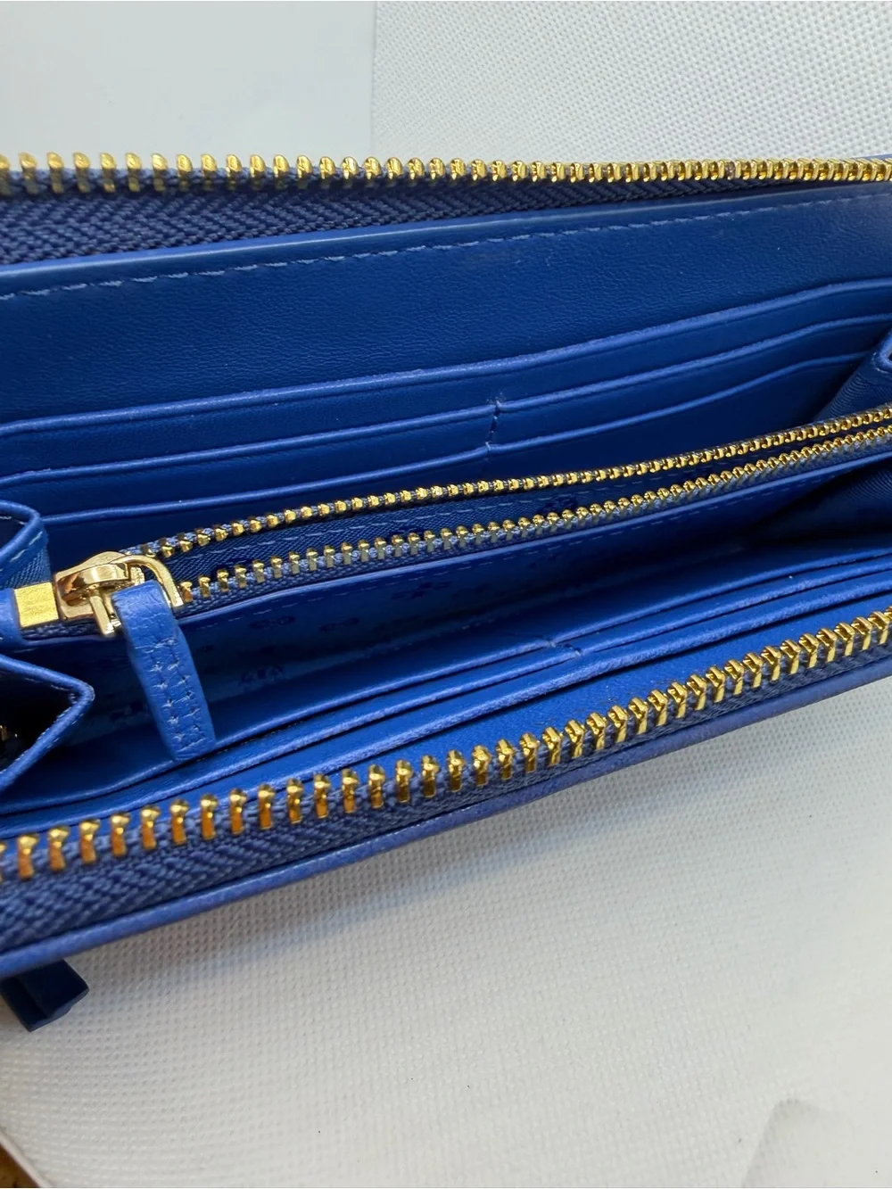 Tory Burch Cobalt Quilted Zip Wallet